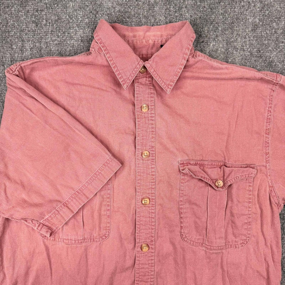 Wolverine Button Down Shirt Mens Medium Red Short Sleeve Micro-Corduroy Workwear
